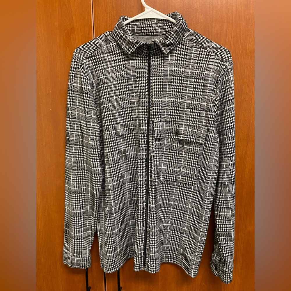 Houndstooth Utility Zip up shirt jacket